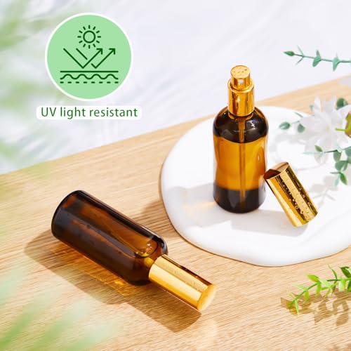 Roshtia 30 Pcs Glass Spray Bottle Clear Empty Bottles Small Refillable Reusable Perfume Bottle with Fine Mist Sprayer Pump for Face Body Travel(3.4 oz,Amber) - color: Amber, size: 3.4 oz