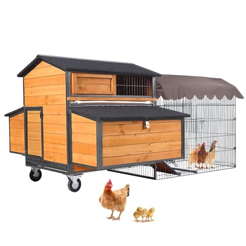 AIVITUVIN Large Chicken Coop with Run Chicken House with Metal Chicken Tractor Portable and Spacious Design for 6-8 Chickens 76.7" L - size: 76.7"L x 53.8"W x 36.8"H