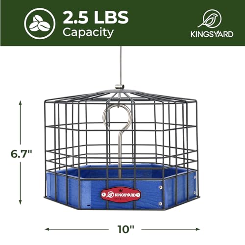 Kingsyard Squirrel Proof Platform Bird Feeder, Metal Mesh Tray | Recycled Poly Lumber Body, Great for Small Wildbirds Finches Bluebird Mealworm, Blue - color: Blue