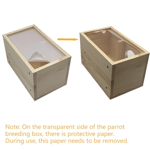 Parakeet Nesting Box Transparent Bird Nest Breeding Box with Perch | 4.72 X 4.72 X7.87 INCH inch Parrot Mating Box Wood Bird House Aviary for cage - size: 4.72 X7.87 X 4.72 INCH