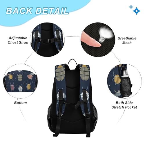 Beetle with Beetles Bugs and Insects Backpack with Lunch Bag, School Travel Backpack for Teens Boys Girls Kids Backpacks Set - color: Brown