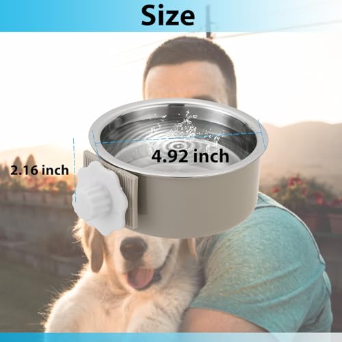 Mechpia 4 Pieces Crate Dog Bowl, Removable Stainless Steel Pet Kennel Hanging Food Water Feeder Bowl Cage Coop Cup for Puppy Medium Dog Cat Rabbit Ferret Bird - size: Blue,Green,Red,Grey