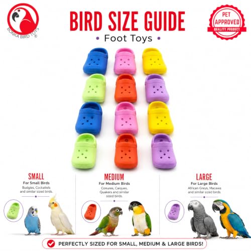 Bonka PK4 Mini Sandals 3" Soft Bird Foot Toys 4 Pack Chew Toy | Soft colorful foot toys with five attachment holes for creative bird toy customization and enrichment - size: (4) Sandals