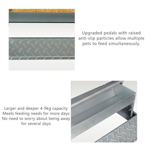 Automatic Chicken Feeder with Weatherproof Lid 4-9kg Metal Treadle Feeder Feeds 6 Chickens up to 10 Days for Roosters Pheasant Chicken Outdoor Coop(Size:Large - 82.5x18cm) - size: Large - 82.5x18cm