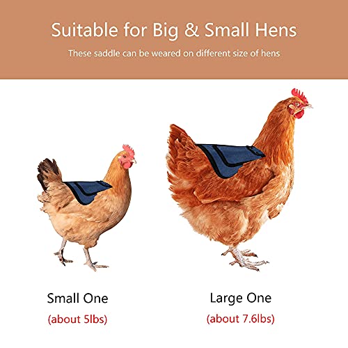 2 Pieces Premium Chicken Saddle for Hens and Roosters, Outdoor Hen Saddles with Adjustable Strap, Chicken Sweater Aprons, Birds Feather Protector for Back and Sides, Suitable for 5-7.6lbs, Red & Blue
