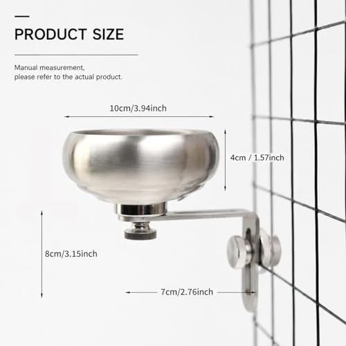 Magnetic Stainless Steel Bird Food Bowl for Cage, No Drill Removable Metal Feeder Cup for Parrots, Cockatiels, Conures, Budgies and Lovebirds, 150ml,4246-1 - color: Silver