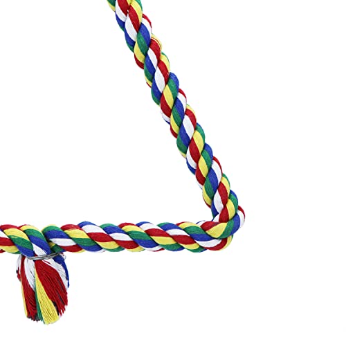 Bird Triangle Rope Swing Colorful Perch Chewing Toy for Parrots Budgie Parakeet Cockatiel Cockatoo (M) - size: M