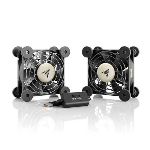 AC Infinity MULTIFAN S5, Quiet Dual 80mm USB Fan, UL-Certified for Receiver DVR Playstation Xbox Computer Cabinet Cooling | For Receiver DVR, PlayStation, Xbox, Computer, Cabinet Cooling - size: S5