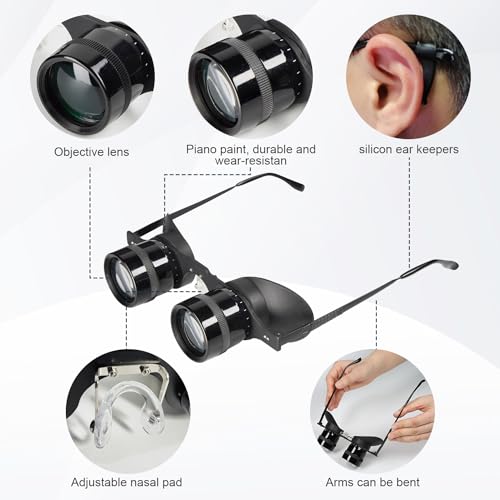 Hands-Free Binocular Glasses for Enhanced Viewing - HD Clarity, Lightweight & Portable, Adjustable Focus, Perfect for Bird Watching, Sports, Concerts, Vision Impairment - User-Friendly