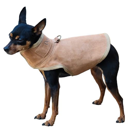 Dog Protection Vest - The Surface Layer of Genuine Leather (XS, Brown) | Dog Protection Ves Tough and Wear-Resistant, Protection Against Attacks by Coyotes, Hawks, Raptors, and Birds of Prey - size: XS