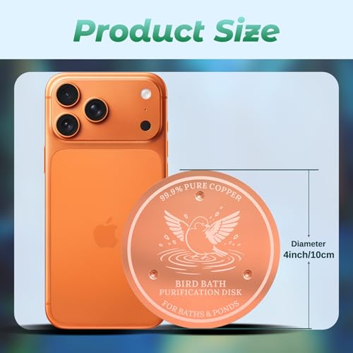 Bird Bath Copper Disk 99.9% Pure Copper Release Cu Clean Water Outdoor Disc | Diameter 4", 0.6mm Triple-Point, Release Boost Cu+, All-Season Purification, Outdoor Bowl Birdbath, Garden Backyard Disc - color: Pure Copper Disk