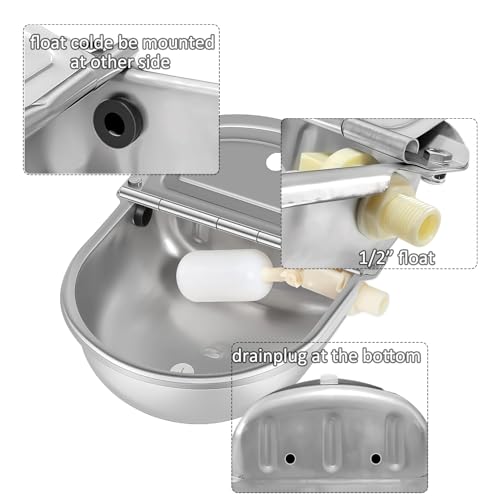 Automatic Water Dispenser for Dogs and Cats - Stainless Steel Dog Water Bowl Dispenser Outdoor Large Pets Waterer Feeder for Poultry and Livestock