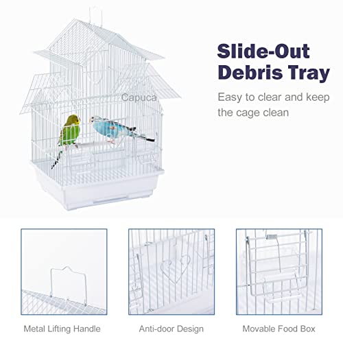 Small Bird Cage, 22-Inch Tall Hanging Cage with Removable Tray | Easy to carry and clean, ideal for temporary housing, camping and vet visits with parakeets, canaries, lovebirds and finches. - size: 13.5"L x 11.2"W x 22.0"H