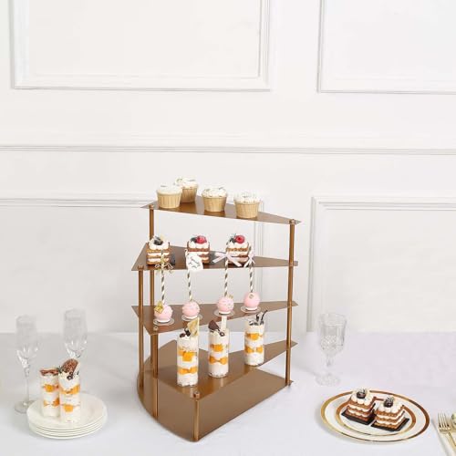Efavormart 17" Tall 4-Tier Gold Metal Spiral Stairway Cupcake Display Stand, Dessert Cake Step Pedestal Tray - color: Gold, size: 4-Tier 17" Spiral