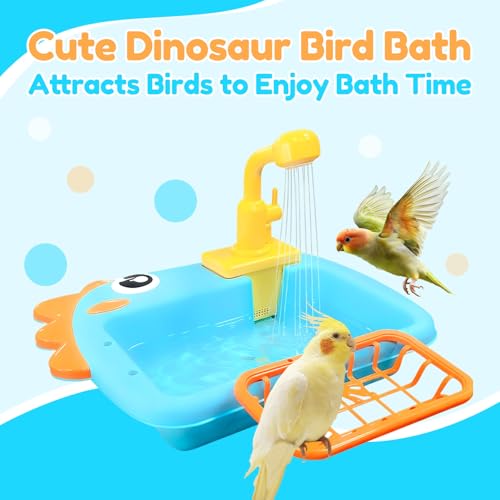 Automatic Bird Shower & Parrot Bath Fountain – Cage Mountable Parrot Shower Box for Cockatiels, Budgies, Conures & Lovebirds - color: Yellow