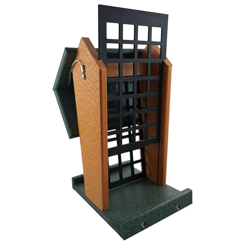 DutchCrafters Plastic Poly Hanging Whole Peanut Bird Feeder for Large Birds, Woodpeckers, Blue Jays for Outdoor, Garden, Yard - USA Amish Made (Turf Green/Cedar) - color: Turf Green/Cedar