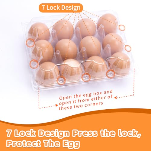 DecarDamai 100 Pack 3x4 Plastic Egg Cartons Cheap Bulk 12 Count Clear, Reusable & Sturdy Design Eggs Carton Bulk Perfect for Family, Farm, Markets, Display (Egg Storage Containers)