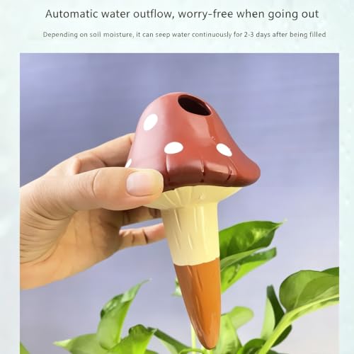 4PCS Terracotta Self Watering Spikes, Mushroom Shaped Self Watering Globes | Automatic Plant Waterer Outdoor&Indoor Use, Vacation Clay Watering Devices System, Slow Release Self Watering Planter Insert - color: Mushrooms Set (Pack of 4)
