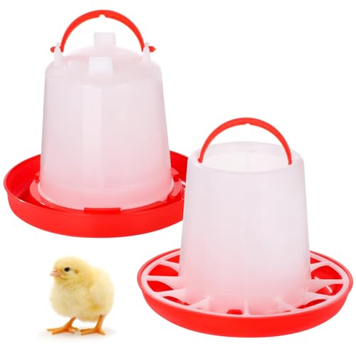 Chick Feeder and Waterer Set, 1.5 L Poultry Drinkers & 3.3 lbs Feeders, Hanging Plastic Poultry Containers for Chickens, Turkeys, Ducks and More