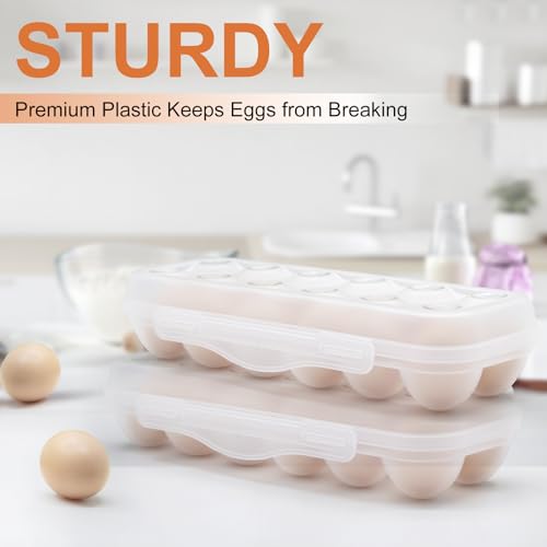 Egg Storage for Refrigerator, Egg Holder for Fridge with Lid, Stackable Egg Storage with Safety Buckle (2)