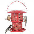 KOL Metal Suet Ball Feeder for Birds – Single-Layer Expandable Design Suet Bird Feeder, Heavy-Duty Wild Bird Feeder with Secure Lid, Large Capacity for Backyard (Red) - color: Red