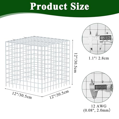 4Set 12"x12" Plant Protectors from Animals, All-Metal Plant Cage with Cover | Hot-Dip Galvanized Metal Wire, Heavy-duty Animal Barrier to Keep Rabbits, Birds Out of Tomato Flower