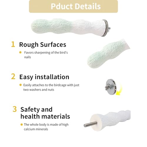 Bird Perches for Cage, Abrasive Surface High Calcium Mineral Parrot Perch Stand - Bird Nail File for Claw & Beak Health, Colorful Ceramic Bird Cage Accessories (Green, Coral) - color: Coral Green