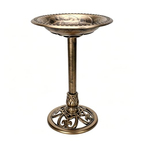 Outdoor Antique Bird Bath Polyresin Lightweight Garden Birdbath for Outside Weather-Resistant Bird Baths (Copper) - color: Copper