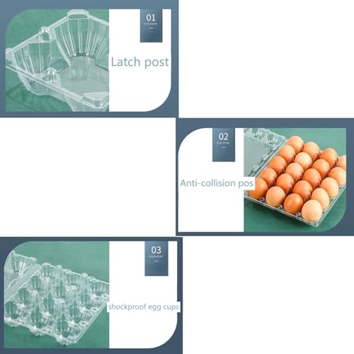 40 Pack 12-Egg Cartons Plastic Clear 3X4 Grids Reusable Storage Container, Stackable Cheap Bulk 1/2 Dozen Egg Trays for Refrigerator/Farms/Camping/Travel