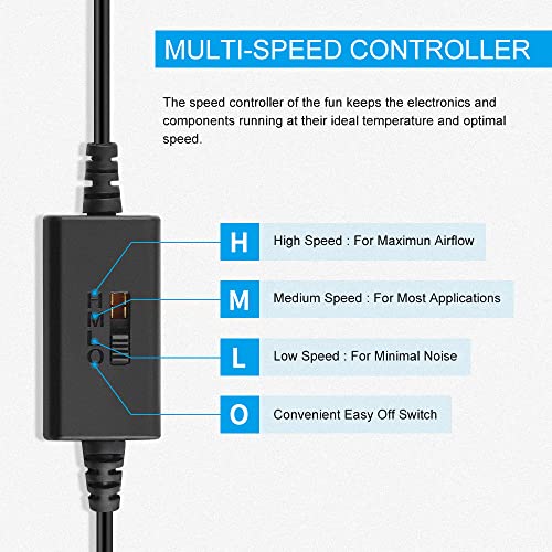 2Pack 140mm Mini USB Fan Computer Fan Multi-Speed Control, Reduction Heat for Router, Game Console, TV Box, Recipient, Modem, DVR, Playstation, AV-Cabin - color: 2 Pack