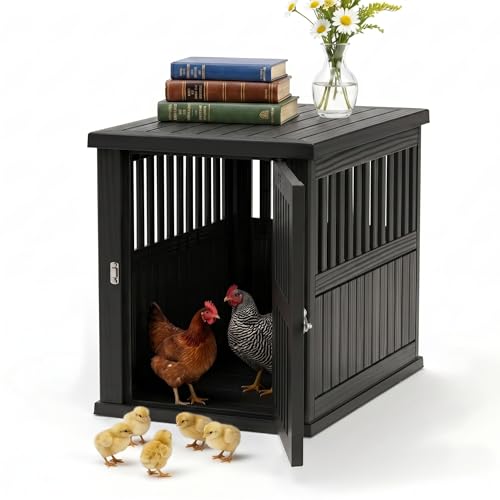 Durable Resin Chicken Coop End Table, Weatherproof (Black) - color: New Black, size: 29.7"L x 21.3"W x 25.3"H