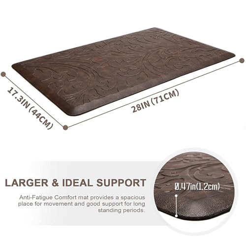 KMAT 2PCS Kitchen Mat Cushioned Anti-Fatigue Comfort Standing Mat Rug | Waterproof Non-Slip Ergonomic Comfort Rug Home,Office,Sink,Laundry,Desk 17.3"x28"+17.3"x28",Brown - color: Brown, size: 1'5" x 2'4"+1'5" x 2'4" (Rectangular)