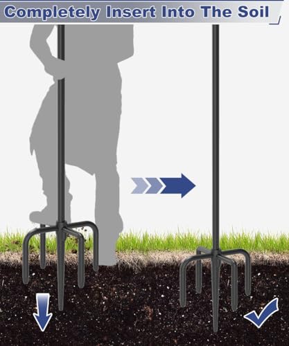 Upgrade 4-Hook Shepherds Hooks for Outdoor with Plastic Tube, 92" Heavy Duty Bird Feeder Pole with 5 Prongs Base, Adjustable Garden Hook for Solar Light, Hanging Plant, Wedding Decor, 1 Pack