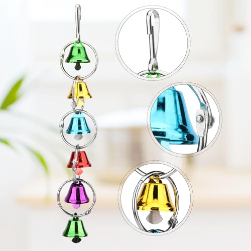 Hypeety Colorful Bird Bell Toys Parakeet Cage Hanging Chew Bells for Parrot | Bright colorful bells, chewable, safe materials, fits most cages, easy to hang, reduces boredom, for small parakeets, 6 bells - color: Hanging Bell C