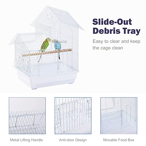 Small Bird Cage, Lightweight Hanging Travel Cage with Removable Tray | Easy to carry and clean, ideal for temporary housing, camping and vet visits with parakeets, canaries, lovebirds and finches. - size: 14.5"L x 13.3"W x 16.5"H