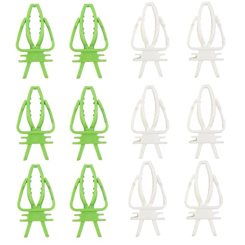 12-Pack Bird Cage Food Holder Clip Plastic Millet & Vegetable Feeder for Cockatiel, Budgie, Parakeet, Conure, Macaw & Small Birds（6 Green+6 White）