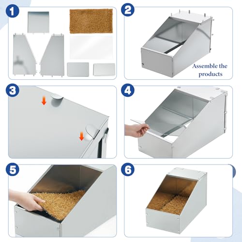 Maxcheck Galvanized Metal Rabbit Nesting Box, 18.5*10.6*10 in with 2 Pcs Grass Mats, Bunny Small Animal Nest with Removable Acrylic Floor for Breeding, Durable, Easy to Clean for Indoor/Outdoor Use