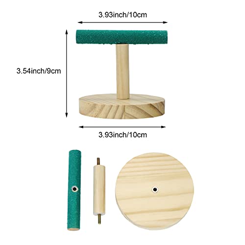 Litewoo Parrot Perch Bird Stand Natural Wood Quartz Sand Birdcage Play Gym T Perch Fits for Budgies Parakeet Cockatiel Conure Lovebirds（A）