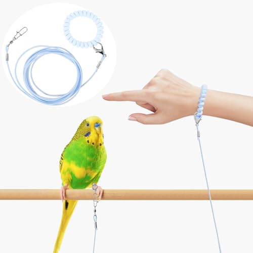 Parrot Flying Rope Lightweight Bird Harness Leash with Foot Ring Leg Band Elastic Bird Flying Leash Outdoor Training Traction Rope for Macaw African Greys Parakeet Cockatoo Sun Conure