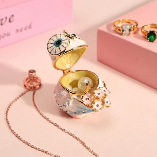 Cute Big Eyes Owl Holding Pink Bouquet Trinket Box with Hinged Classic Animal Ornaments Unique Gift for Family