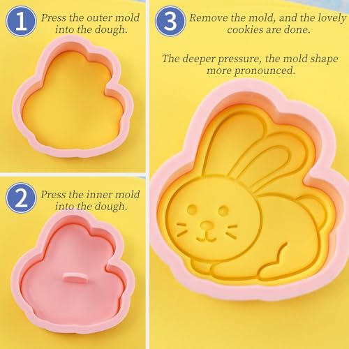 Barnyard Animal Cookie Cutters 8Pcs Rabbit Dog Cat Biscuit Molds for Baking | 3D Embossing Turkey Duck Cute Cookie Stamps for Farm Animal Themed Party Homemade Snack Making - color: Farm B
