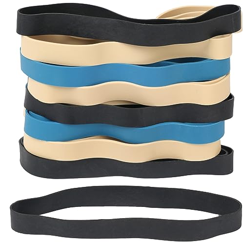 AIWOQI Rubber Bands Size 107 Heavy Duty Big Long Wide Rubber Band 30pcs | Elastic Bands for Office Supply Trash Can File Folders Litter Box Rubber Bands Black,Blue,Light Brown - color: Black,blue,light brown