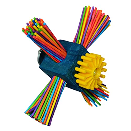 Super Bird Creations SB963 Twirl N' Whirl Bird Toy - Handcrafted Wooden Bird Stuff with Lollipop Sticks & Spinning Block - Relieves Boredom Peeling & Chewing for Parrots, Medium Sized Birds - 6.5"x4"