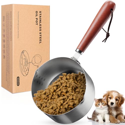 2 Cup Dog Food Scoop Dog Food Measuring Cups,2Cup Measuring Cup Pet Food Scoop with Wooden Handle for Cat Foods - size: 2 Cup