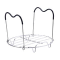 19.5cm Steamer Rack Trivet with Heat Resistant Silicone Handles | 19.5cm/7.68inch Silver Stainless Steel Steamer Rack Trivet for Lifting out Delicious Cooking, for 6, 8 Qt Pressure Cooker - color: Silver