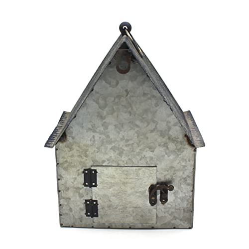 Rustic Vintage Metal Garden Birdhouse American Flag Design Single Roof Hanging Bird House for Outside