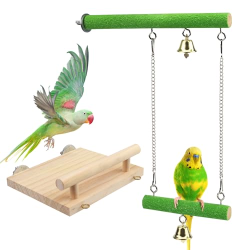 Bird Perches for Cage Wood Parrot Perch Stand Swing | Natural Wood Platform Bird Swing Bird Perch Stand Paw Grinding Stick for Parakeet Cockatiels Lovebirds Cage Accessories
