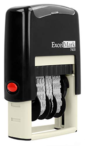 ExcelMark 7820 Self-Inking Rubber Date Stamp – Great for Shipping, Receiving, Expiration and Due Dates (Blue Ink) - color: Blue Ink