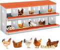 GarveeLife Chicken Nesting Box, 10 Compartments Nesting Box for Chickens, Two-Tier Steel Chicken Egg Laying Box with Large Vented Holes Wall Mounting for Easy Egg Collection - color: Orange / 10 Compartments