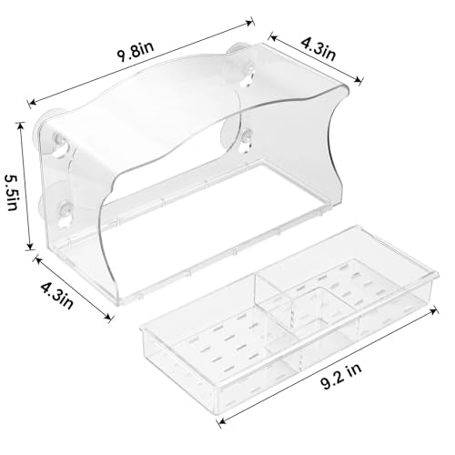 Clear Window Bird Feeder with 4 Extra-Strong Suction Cups | Built-in water trough and drainage holes, large view transparent bird house for outside, bird watching gift for parents